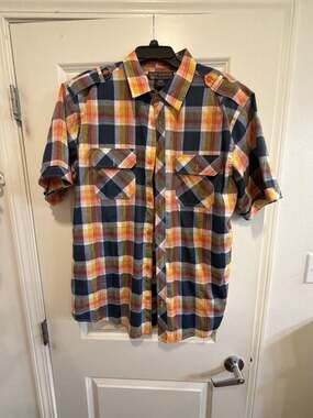 Blac Lacquer Plaid Short Sleeve Button-Down Multi-Color Shirt 2XL